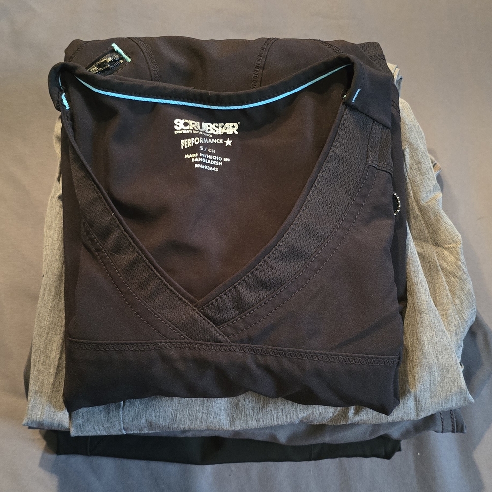 Scrubstar Black and Gray Scrub Tops